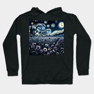 Enchanted Flower Garden Night: Aster Starry Floral Hoodie